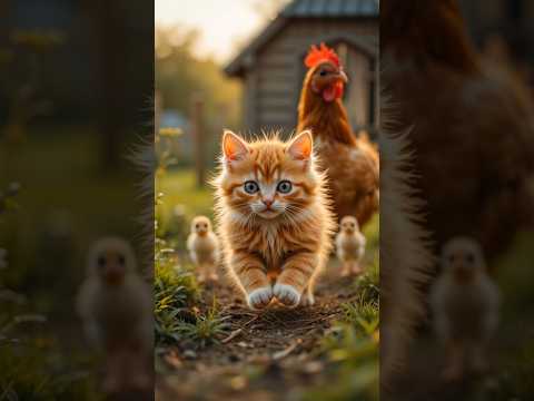 Thumbnail for Mother Hen Saves Her Chicks From Cute Cat 😺 #shorts by Tales and Stories