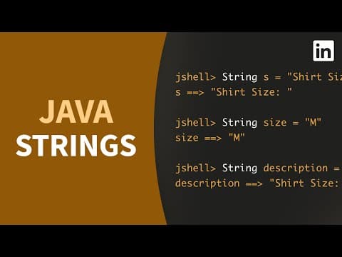 Thumbnail for Java Tutorial - Create and concatenate STRING values by LinkedIn Learning