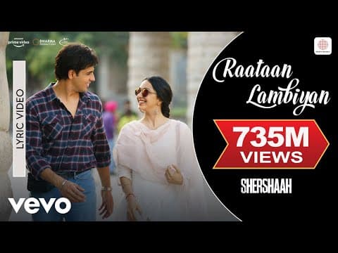 Thumbnail for Raataan Lambiyan - Lyric Video | Shershaah | Sidharth, Kiara | Tanishk B. | Jubin | Asees by Sony Music India