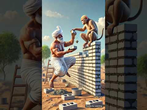Thumbnail for The farmer and the monkey build a house in the desert but the house is destroyed in a flood 😭 #ai by moon hindi animation