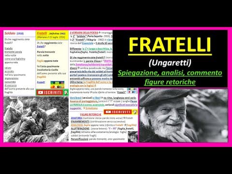 Thumbnail for Fratelli - (Ungaretti) spiegazione, analisi e commento semplice + figure retoriche by DOTTOR PROF
