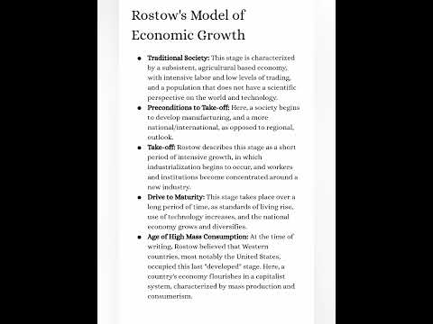 Thumbnail for Rostow's Model of Economic Growth #upscpreparation #ugcnet #economics #baeconomics #indianeconomics by The Economic Principles